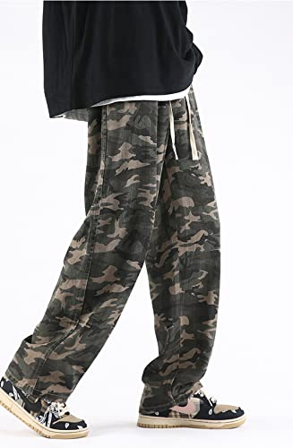 Mens Patchwork Jeans Baggy High Waisted Straight Wide Leg Y2k Loose Camo Jeans Streetwear Denim Pants for Teen Boys3