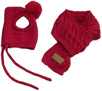 Amazon Koneko ペットニット帽子 ケーブル編みマフラー犬イヌ暖かい 帽子と襟巻きペット服猫ネコ暖かい 帽子 マフラーわんちゃん ウェア ペット冬用品 S レッド Konekos コスチューム 通販