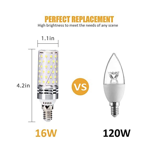 Ugvmn E14 LED Kerze Birnen 16W Kaltweiss 6000K Entspricht 120W Halogen Birnen, E14 energiesparlampe , e14 glühbirnen… – Bild 3