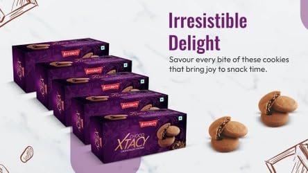 Image of BakeMate Choco Xtacy Choco-Filled Cookies - 300g | Pack of 5 (60g Each) | Original Cookies with Rich Chocolate Cream