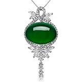 Yaya Exquisite Women's Oval Pendant Necklace with Created Emerald Cubic Zirconia CZ Birthstone 925 S