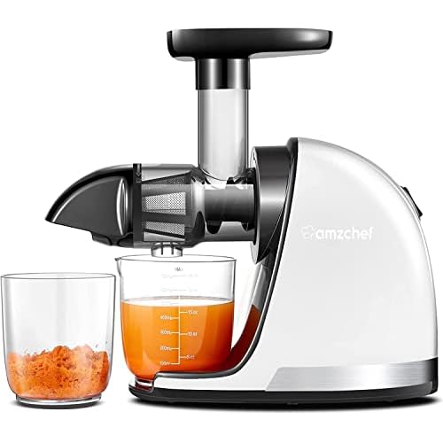 AMZCHEF Cold Press Juicer, 6.5" Whole Fruit Self-Feeding Slow Juicer