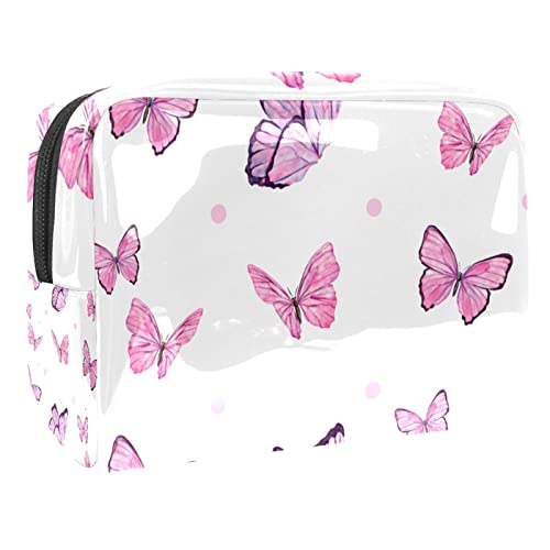 Sac de maquillage papillon rose pour ranger vos grands pinceaux et flacons de soins sans les plier