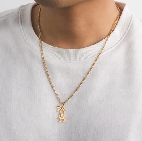 18K Gold Plated Stainless Steel Los Angeles Inspired Palm Tree Pendant Necklace LA City Accessory Durable Material Minimalist Everyday Wear Trendy Unisex Design Gift Idea2