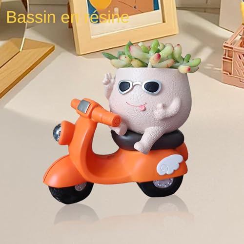 Jardinière succulente en résine design moto cool pour bureau - 4