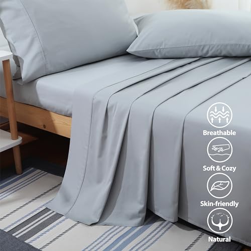 Flat Sheet Only 2 Pack,Twin Size 400 Thread Count 100% Egyptian Cotton Flat Sheet - Wrinkle, Fade, Stain Resistant (Grey,Twin,2Pack) by Shunjie.Home - Image 3