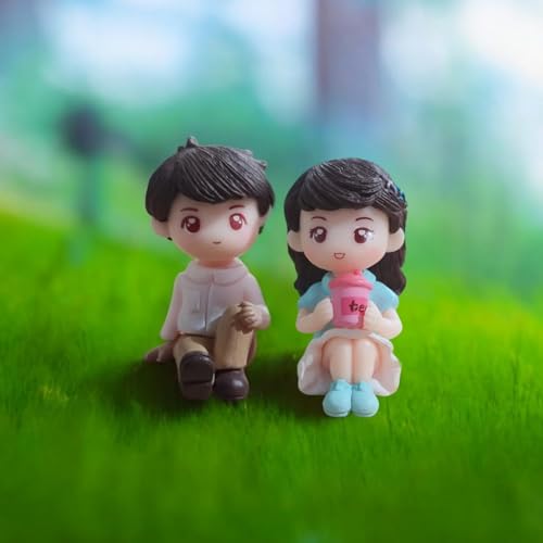 Image of Cute Cartoon Couple Car Dashboard Accessories | Plastic Action Figure Ornament with Balloon | Interior Dashboard Decoration for Car, Home, Office (8 x 4 cm) (Model 6)