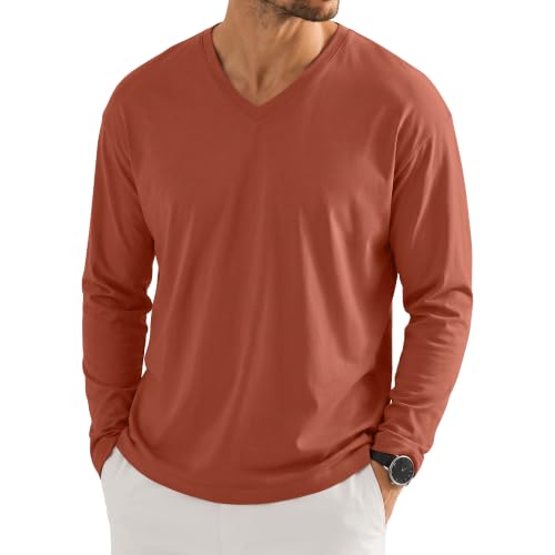 Neer Men Big and Tall Long Sleeve Basic Cotton T Shirt 3XL Orange