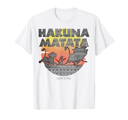 T-shirt Le Roi Lion Disney Hakuna Matata noir coucher de soleil pour adulte