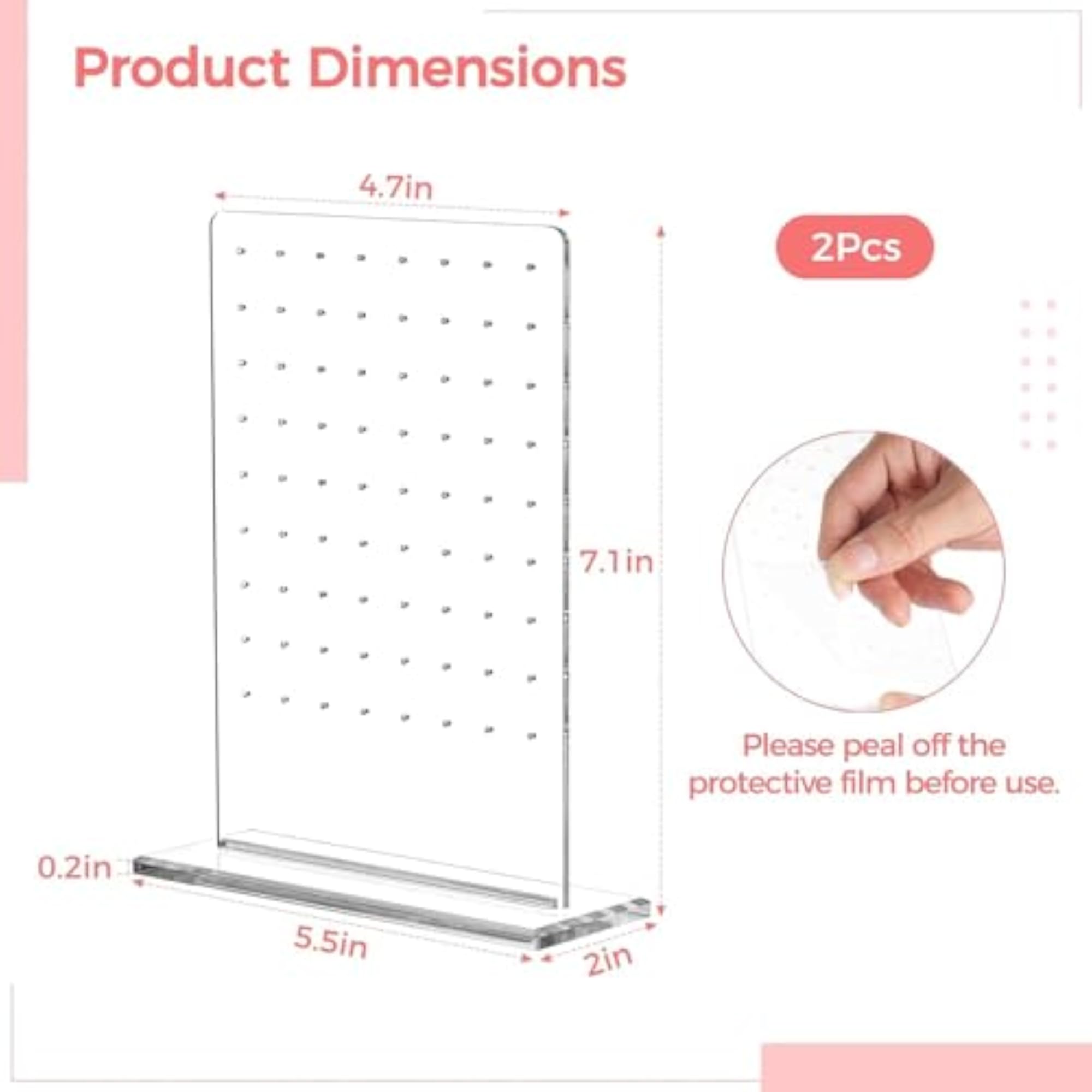 2 Pack Earring Organizer, Clear Acrylic Display Stands