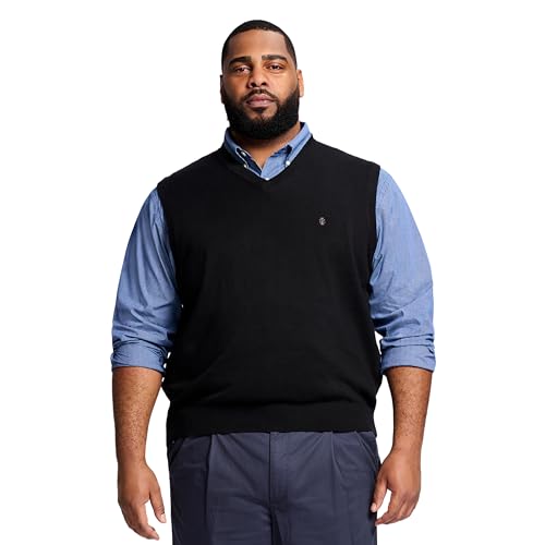 Image of Izod Men's Big and Tall Premium Essentials Solid V-Neck 12 Gauge Vest Pullover