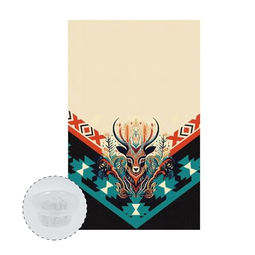 ZOUTAIRONG One Piece Western Aztec Recliner Headrest Protector Deer Sofa Headrest Cover for Living Room Recliner Headrest Cover Set Yellow
