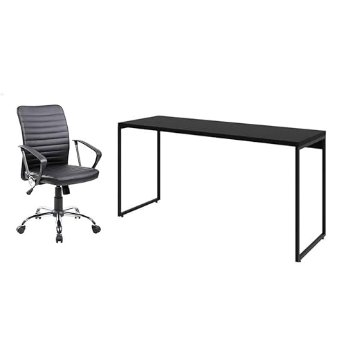 Conjunto de Mesa Studio 150 cm com Cadeira de Escritório Diretor Giratória Oslo Preta
