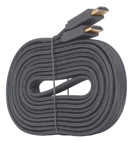 Cabo HDMI 10m Gold Flat em Tecido – Alta Velocidade 4K, Som e Imagem Full HD com Blindagem Premium