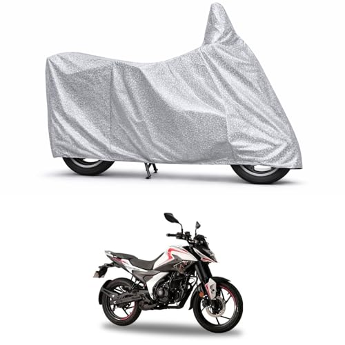 Image of 100% Waterproof Two Wheeler Body Cover Multi Layered Fabric Designed for Bajaj Pulsar N125 | Belt Buckle Lock | Silver Mag