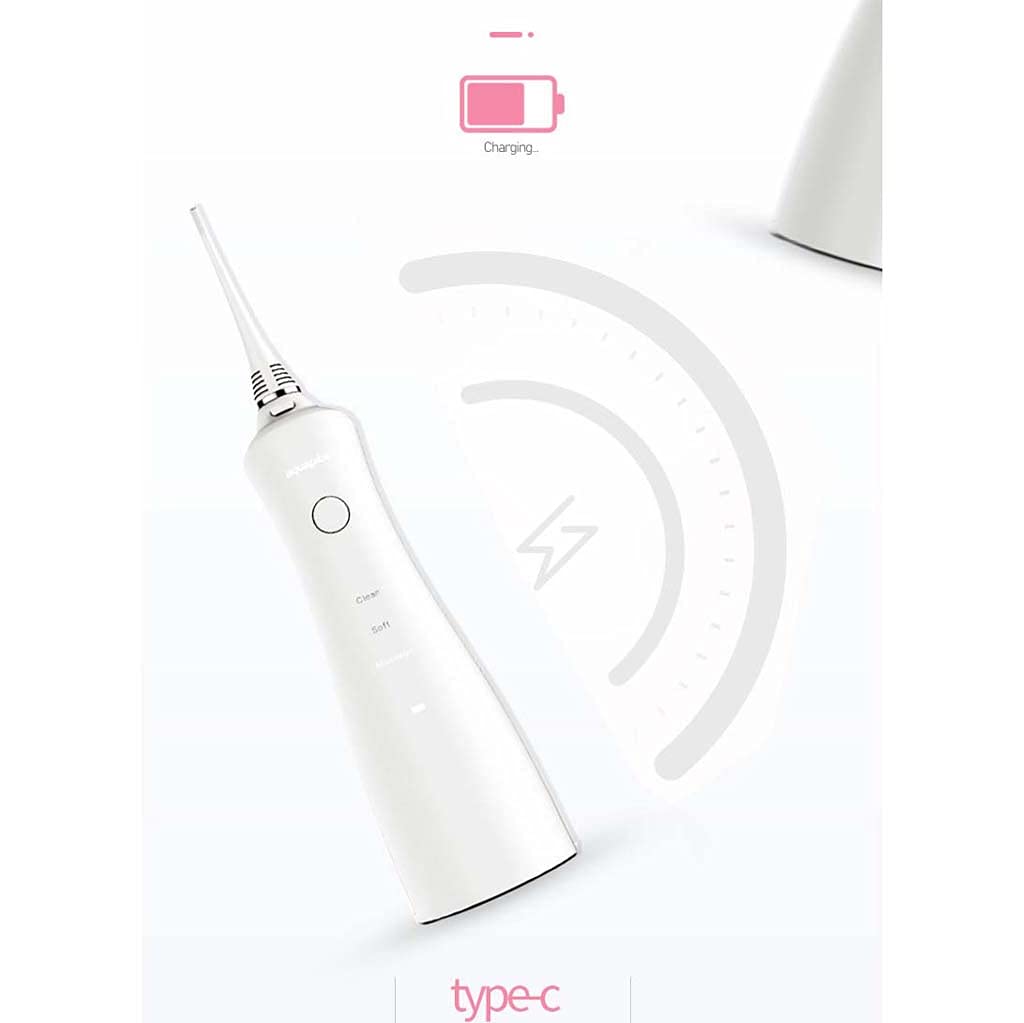 TJH Flosser de Agua para Dientes, irrigador bucal de Hilo Dental inalámbrico con 2 boquillas de Chorro y depósito de 200 ml, irrigador Dental de irrigador bucal con USB Recargable, IPX7