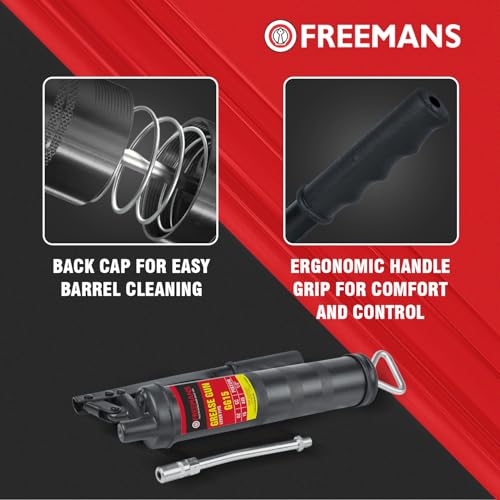 Image of FREEMANS GG15 Heavy Duty Lever Type Grease Gun with Lock Lever Mechanism | 1 /2 inch Piston || 2gm /Stroke || V-Type Pulling Rod || 3000PSI Use For Automotive, Industrial, Agriculture, Construction etc.