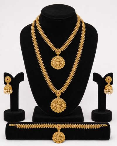 Image of Shining Diva Fashion Stylish Fancy Pearl Choker Traditional Jewellery Set for Women | Temple Necklace Set | Festive Wedding Party Necklace | 22k Gold Plated | Just Like Original Gold Jewellery