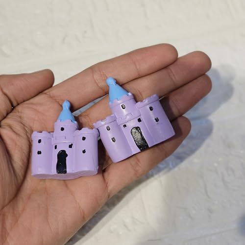 Image of Miniature Cute Castle Set of 2 for Fairy Garden Dollhouse Terrarium Aquarium Decor Resin Castle Figurines for Mini Garden Home Decor Kids Room Gift