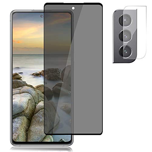 Galaxy S21 Screen Protector +1Camera Lens Protectors Privacy Tempered Glass Film, [9H Hardness] [ Full Coverage] Easy to Install Screen Protector for Samsung Galaxy S21(6.2