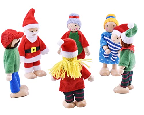 Juego de Muñecos Familia de Madera para Casa de Muñecas miniatura 5