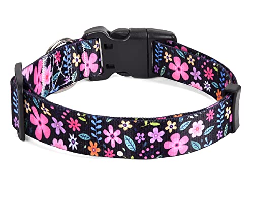 Mihqy Dog Collar for Medium Dogs Cute Small Medium Large Dog Pet Collar, with Floral Patterns - Image 2