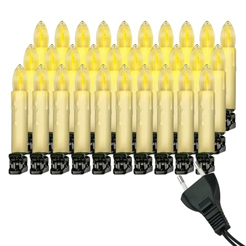 Retro Weihnachtsbaum-Lichterkette mit LED Filament Kerzen, klassische...