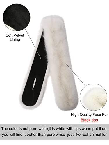 LA CARRIE Women's Faux Fur Collar Scarf Wrap Winter Neck Warmer Collar Ladies White Scarf4