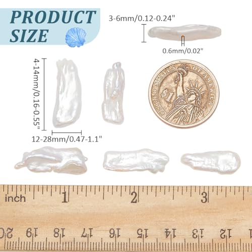 NBEADS 5Pcs Baroque Natural Keshi Pearl Beads - Image 2