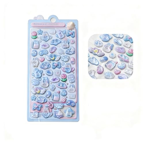 10 枚セット 立体 3D 泡ステッカー ぷくぷくシール 可愛いご褒美シール 貼り付け可能 携帯電話飾り/DIY/手帳用 手芸用品 子供・女の子への贈り物に最適 (F,1枚につき50粒)