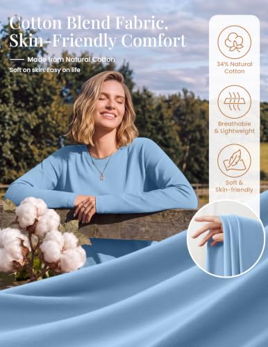 Ekoauer Long Sleeve Shirts for Women Cotton Crew Neck Tops Thermal Tshirts - image 6