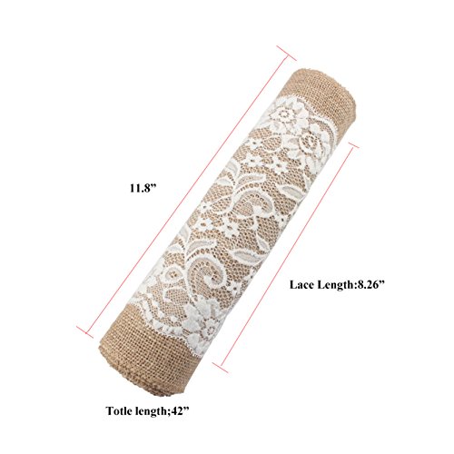 Aokbean Set Of 5 Vintage Lace Burlap Table Runner Roll Farmhouse 12 X 42 Inch Natural Jute Tablecloth Wedding Thanksgiving Christmas Table Centerpieces Decorations (Burlap) #TOP1