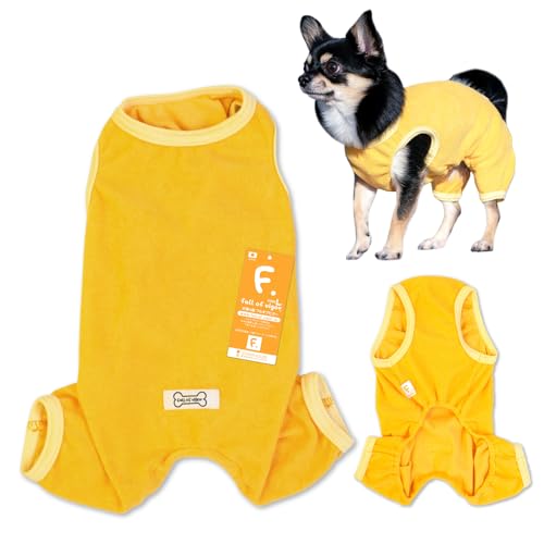 ダックス シンプル 袖なし パイル お部屋着 つなぎ ロンパース 抜け毛対策 犬の服 フルオブビガー 68/ヤマブキ DL