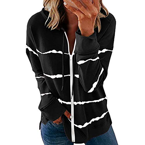 BXzhiri Striped Full Zip Long Sleeve Lightweight Sweatshirts for Women Jacket Coat Lightweight Sweatshirts