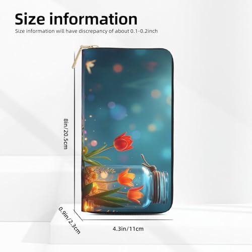 Magical Red Tulip Print Wallet Women, Leather Bifold Multi Card Wallet, Long Purse Women's Wallets2