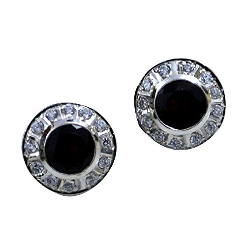 Boucles d'oreilles grenat naturel anti-ternissement en argent sterling pour peaux sensibles
