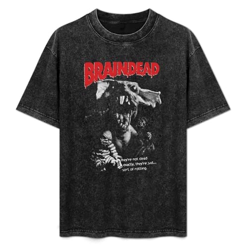 Braindead Horror Halloween Splatter Zombie Evil Dead Film Men's T Shirt Graphic Shirts Unisex Black tee L