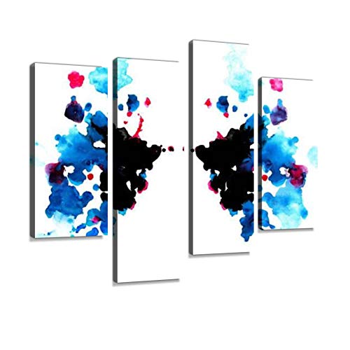 HIPOLOTUS 4 Panel Canvas Pictures Colorful Rorschach Test Symmetric Painting Watercolor Animal Stock