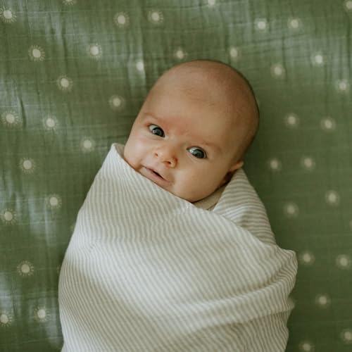 Image of Little Unicorn Muslin Swaddle Blanket for Newborns & Infants | Soft & Breathable Fabric | Baby Blanket for Swaddling, Nursing, Shower Gifts (Sand Stripe)