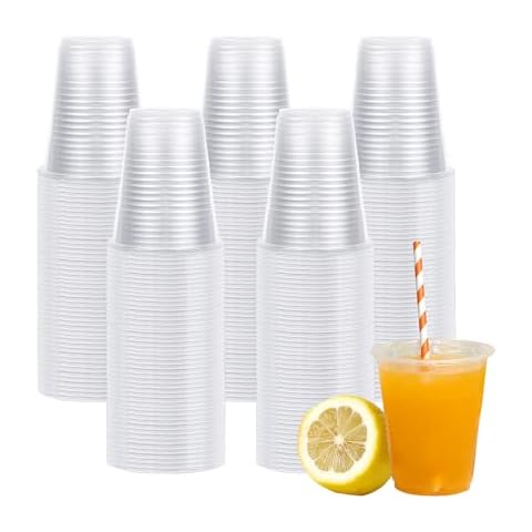 SONGNASS 300 Pack 9 oz Clear Plastic Cups, Plastic Wine Glasses Disposable, Party Cups for Wine, Beer, Ice Cream, iced coffee, Smoothies, Water Cups Cover