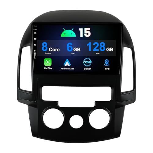 MISONDA Radio Coche Android 15 Doble DIN IPS 9 Pulgadas Autoradio para Hyundai I30 2006-2011 Cámara y micrófono Gratis 6G + 128G - WLAN/GPS/Carplay/DSP/4G/BT/RDS/Android Auto