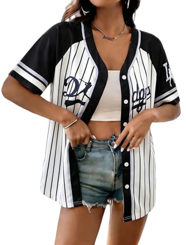 Image of Baseball Jersey Women Baseball Shirts Baseball Team Button Down Jerseys