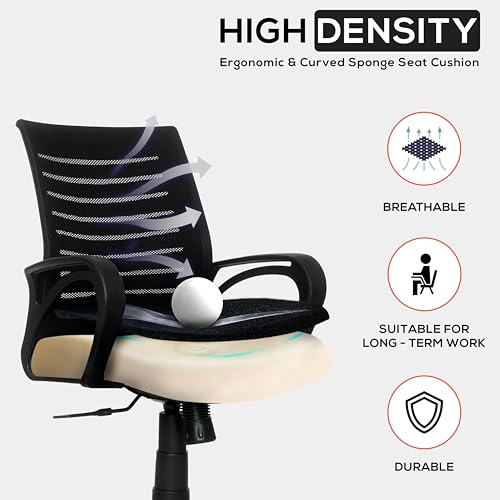 Image of Seventh Heaven Bolt Mid Back Revolving Office Chair for Work from Home, Study, and Computer Use | Heavy Duty Base | Ergonomic Mesh Design | Durable & Comfortable Seating (Black Mesh)
