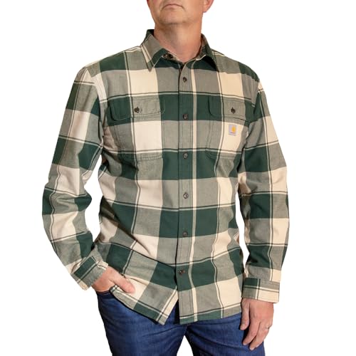 Image of Carhartt Men's Loose Fit Heavyweight Flannel Long-Sleeve Plaid Shirt