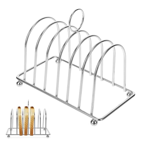 Supporto per Toast in Acciaio Inox Porta Toast per 6 Fette di Pane Accessori da Cucina per Presentazione Alimentare Toast Pane