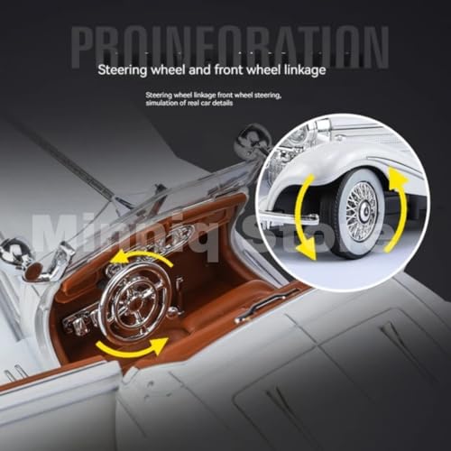 Image of Merceedes Benz 500K Classic Model Car with Box, Zinc Alloy Pull Back Toy car with Sound and Light for Kids Boy Girl Gift [Colors as Per Stock]