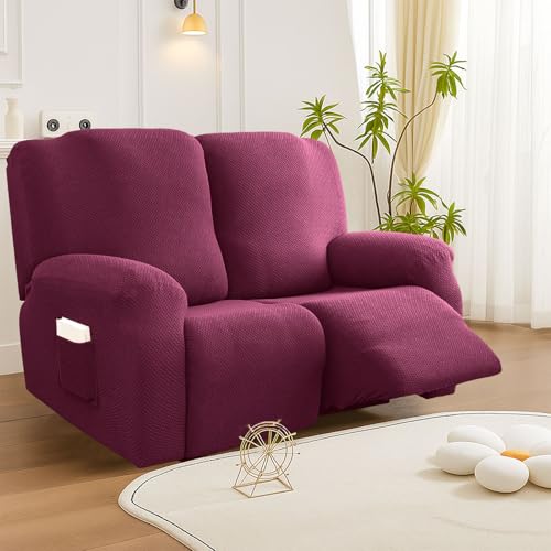 BOUFEIDA Funda para sillón de 6 Piezas, Funda elástica con Bolsillos para sillón Relax de 2 Plaza, Funda Protectora para sillones de televisión y sillones Relax, Antideslizante