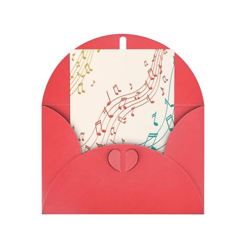 音楽 カラフル 音符 誕生日グリーティングカード 学生用祝福ポストカード パーティー招待状クリスマスカード Red