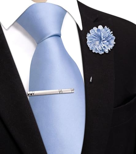 Image of Hi-Tie Men's Extra Long Solid Satin Tie Set 63 Inch /70 Inch Formal Necktie