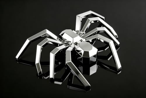 Image of 3D Spider Chrome Emblem Badge Sticker Decoration for Car, Truck, Motorcycle, RV, Scooter, SUV, Door, Window (Upgrad Silver Color)